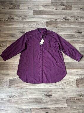 Gudrun Sjoden 100% Cotton Woven Button Down Shirt Size Extra Large NWT